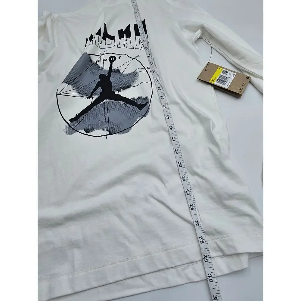 Jordan Sport Men's S White Logo Ribbed Cuffs Long Sleeve T-Shirt NWT
